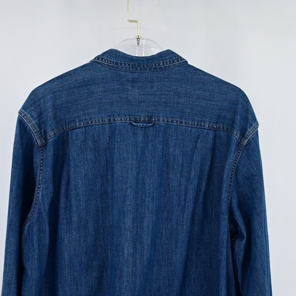 LL Bean M L/T100% Cotton Heavy Denim Traditional Fit Long Sleeve Shirt Classic - Picture 11 of 12